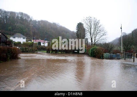 Il 22 dicembre 2012. Inondazioni in Gower Heritage Centre in Parkmill vicino a Swansea questo pomeriggio come parti della Penisola di Gower furono inondati con la pioggia pesante ampi attraverso il Regno Unito. Foto Stock