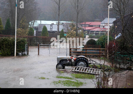 Il 22 dicembre 2012. Inondazioni in Gower Heritage Centre in Parkmill vicino a Swansea questo pomeriggio come parti della Penisola di Gower furono inondati con la pioggia pesante ampi attraverso il Regno Unito. Foto Stock