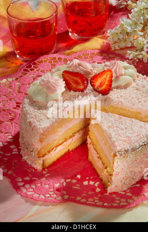Fragola crema torta Foto Stock