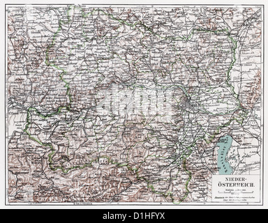 Vintage mappa di Austria alla fine del XIX secolo Foto Stock