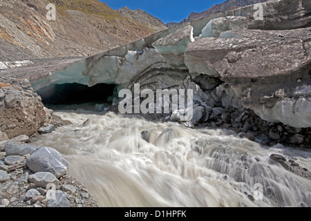 Muso del ghiacciaio Kaunertal ghiacciai, Austria Foto Stock