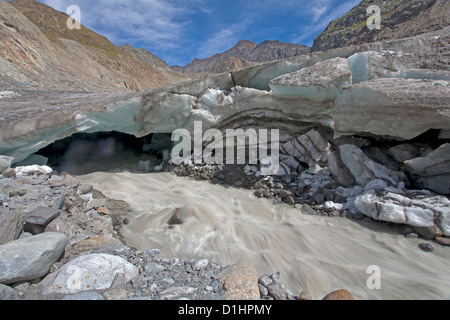 Muso del ghiacciaio Kaunertal ghiacciai, Austria Foto Stock