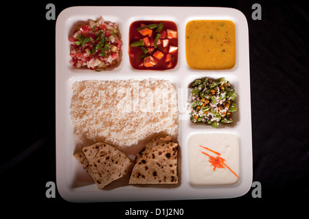Indiano Vegetariano thali. Foto Stock
