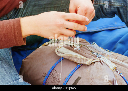 Imballaggio di finitura del livello iniziale paracadute. Foto Stock