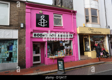 Libri per Amnesty nel famoso e alla moda di North Laines in Brighton Foto Stock