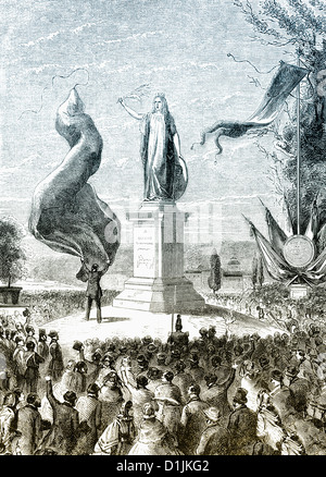 Inaugurazione del monumento a Daniele Manin, 1804 - 1857 a Torino, Italia, 1861, Foto Stock