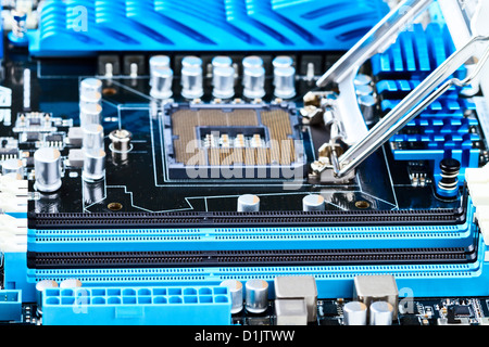 Svuotare socket del processore sulla scheda madre del computer Foto Stock