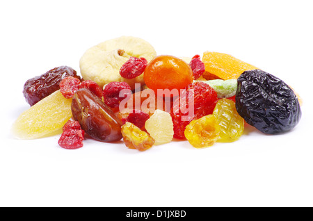 Frutta secca raccolta su bianco Foto Stock