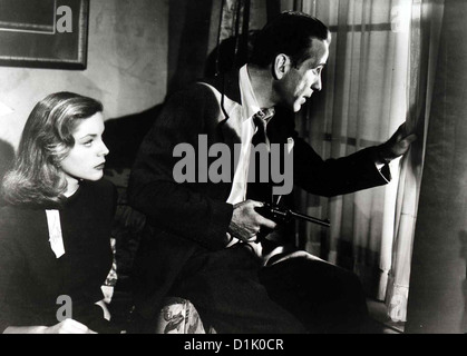 Tote Schlafen Fest Big Sleep Lauren Bacall, Humphrey Bogart Privatdetektiv Philip Marlowe (Humphrey Bogart) soll im commessa Foto Stock