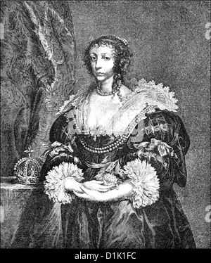 Ritratto di Henrietta Maria, 1609 - 1669, regina d'Inghilterra, in Scozia e in Irlanda dopo sposò Charles I, Foto Stock