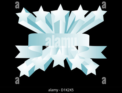Abstract sfondo nero con le stelle e i banner Foto Stock