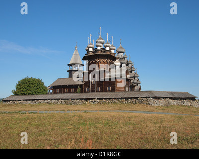 Kizhi Pogost a Kizhi isola nel Lago Onega, open-air Museum di Karelian Architettura in Legno Foto Stock