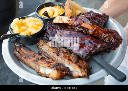 Tre tipi di BBQ Ribs, brividi Ristorante a Homestead, Florida meridionale Foto Stock