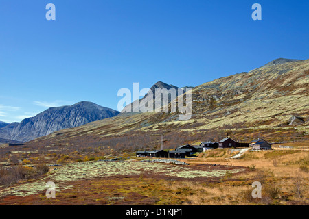 Nedre Dørålseter, capanne nella valle di Dørålen, Rondane National Park, Norvegia e Scandinavia Foto Stock