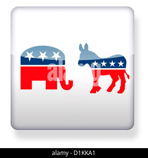 Elelphant repubblicani e democratici asino loghi politici come l'icona di un'app Foto Stock