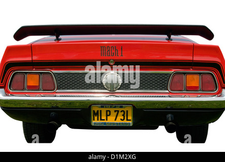 Retro di un Rosso 1972 Mach 1 Ford Mustang Foto Stock