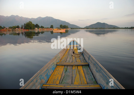 Shikara o house boat nel lago Nageen, Srinagar, Jammu e Kashmir India Foto Stock
