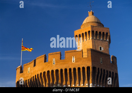 Le Castillet castello, Perpignan, Pirenei orientali, Languedoc-Roussillon, Francia Foto Stock