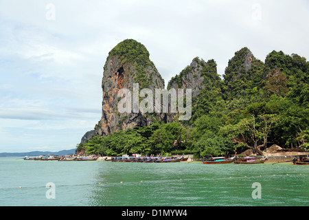 Parete Thaiwand su Phranang Cave Beach, Railay Beach, Krabi, Phuket, Tailandia Foto Stock