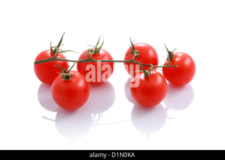 Pomodori organico isolato su bianco con la riflessione Foto Stock