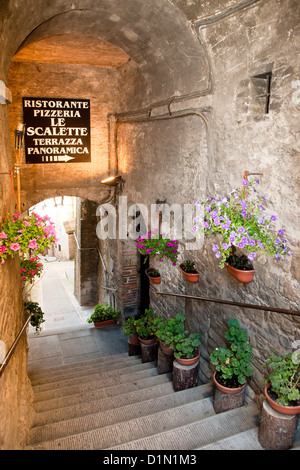 Ingresso al ristorante Le Scarlette in Todi Italia Foto Stock
