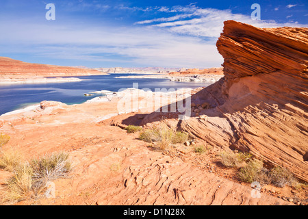 Vista del lago Powell da Page Arizona USA Stati Uniti d'America Foto Stock