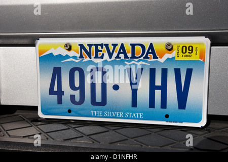 Stato di Nevada piastra di licenza su una vettura USA Foto Stock