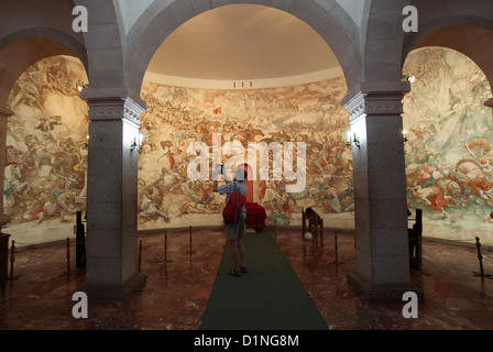 Murale nel Museo di Skanderbeg al castello di Kruja in Albania Foto Stock