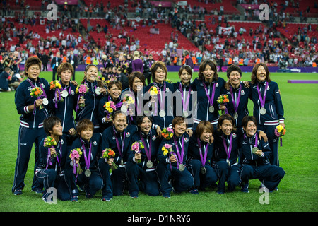 Il Giappone vince la medaglia d'argento nelle donne il gioco del calcio (calcio) presso le Olimpiadi estive di Londra, 2012 Foto Stock