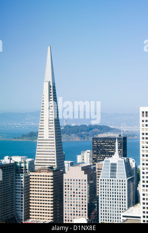 Skyline di San Francisco e TransAmerica Building, San Francisco, California, Stati Uniti d'America Foto Stock