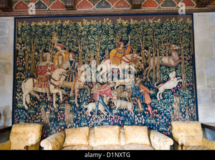 Il XIV secolo arazzo in Hearst Castle, San Simeon California USA Foto Stock
