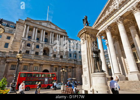 La Banca di Inghilterra e la Royal Exchange, Londra Foto Stock