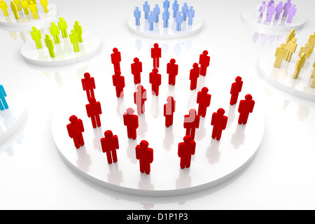 3D render illustrazione di svariati gruppi di figure umane. Foto Stock