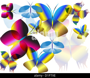 Multicolor Flying Butterfly sfondo a parete Foto Stock