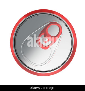 Vista superiore di metallo può bere, isolato su sfondo bianco Foto Stock