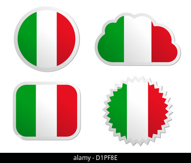 Bandiera dell'Italia di etichette Foto Stock