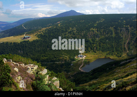 Il lago glaciale di monti Karkonosze, Polonia Foto Stock