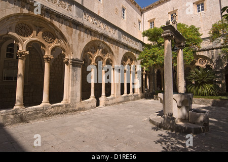 Elk192-3468 Croazia, Dalmazia, Dubrovnik, monastero domenicano xiv c, il chiostro Foto Stock