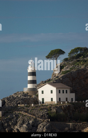 Sul Northwestcoast di Mallorca ligthhouses è stata importante per secoli per aiutare le navi di evitare le scogliere e Foto Stock