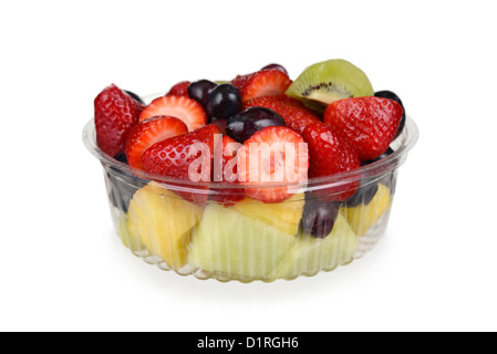 Confezionati insalata di frutta, store acquistate in contenitore di plastica Foto Stock