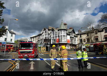 T fire - incidente in Bowness on Windermere Cumbria Fire & Servizi di salvataggio Foto Stock