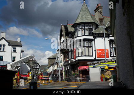 Fire - incidente in Bowness on Windermere Cumbria Fire & Servizi di salvataggio Foto Stock