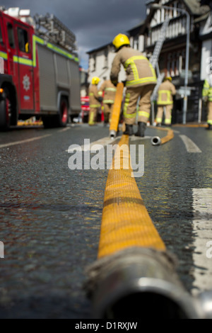 Fire - incidente in Bowness on Windermere Cumbria Fire & Servizi di salvataggio Foto Stock