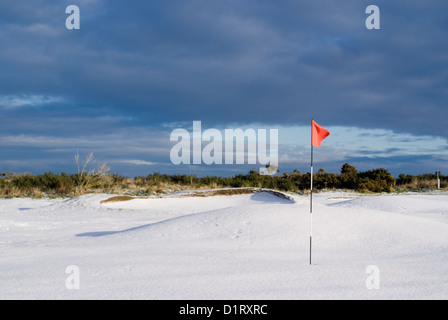 Winter Golf con verde coperto di neve Foto Stock