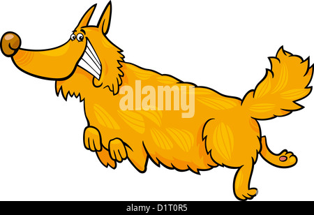 Illustrazione del fumetto di divertenti in esecuzione Shaggy Dog Foto Stock