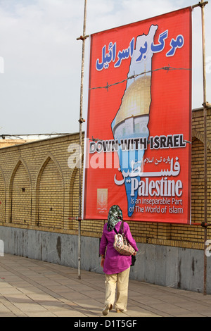 Pro-Palestinian iraniano di propaganda contro lo Stato di Israele, Shiraz, Iran Foto Stock