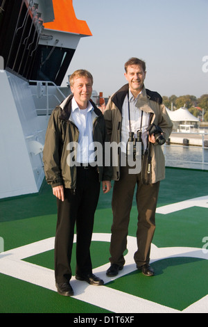 Warnemuende, Germania, e il Primo Ministro Olbertz Tesch su Maria S. Merian Foto Stock