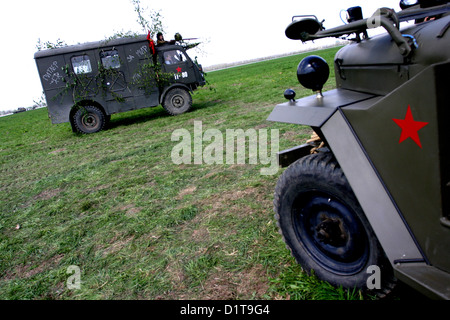 Ricostruzione della Battaglia della seconda Guerra Mondiale, liberazione di Ostrava, Airfield Mosnov, Repubblica Ceca, rievocazione della seconda guerra mondiale Foto Stock