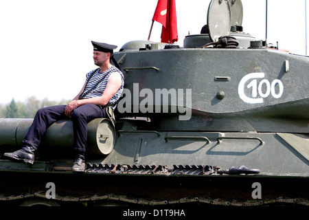 Ricostruzione della Battaglia della seconda Guerra Mondiale, liberazione di Ostrava, Airfield Mosnov, Repubblica Ceca, rievocazione della seconda guerra mondiale Foto Stock