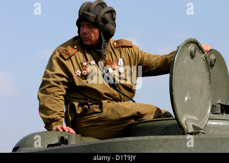 Ricostruzione della Battaglia della seconda Guerra Mondiale, liberazione di Ostrava, Airfield Mosnov, Repubblica Ceca, rievocazione della seconda guerra mondiale Foto Stock